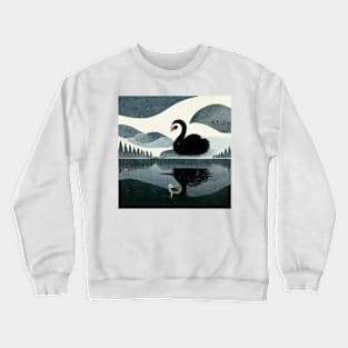 Graceful black swan swimming with reflection in the water. Crewneck Sweatshirt